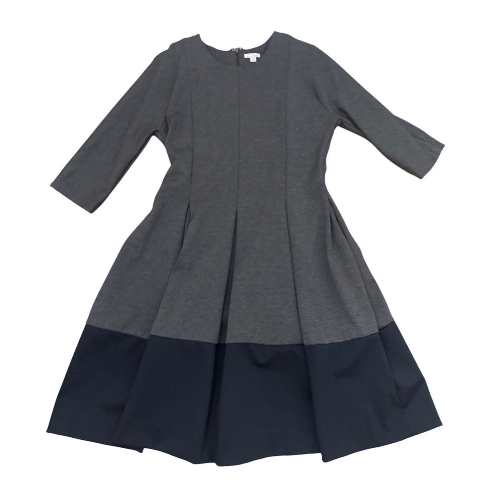 Gap Womens Grey‎ black Colorblock Pleated Fit & Flare Pocket Dress 12